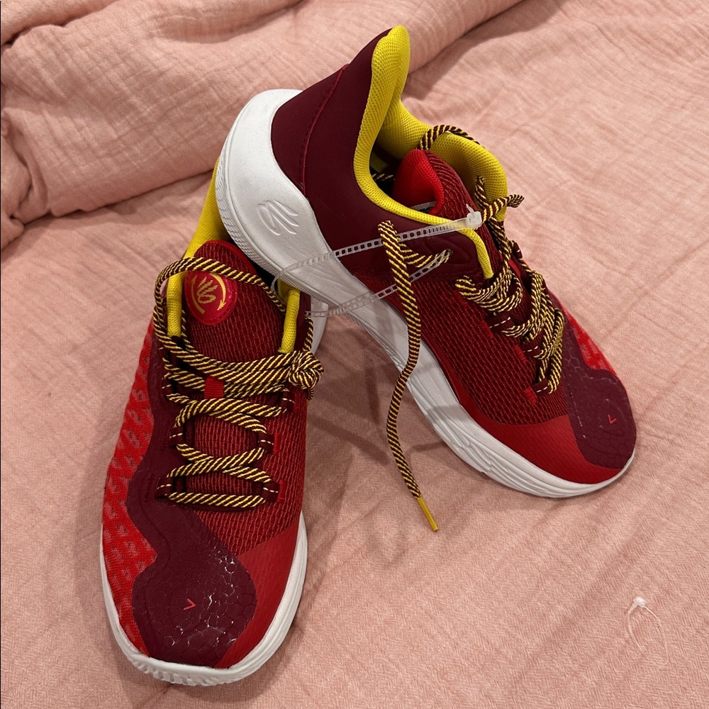 Under Armour Kids Sneakers in Red and Yellow big boys size 7y